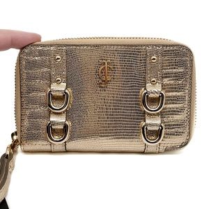 Juicy Couture Wristlet Wallet Dylan Tech Wallet Metallic Gold Phone Case…